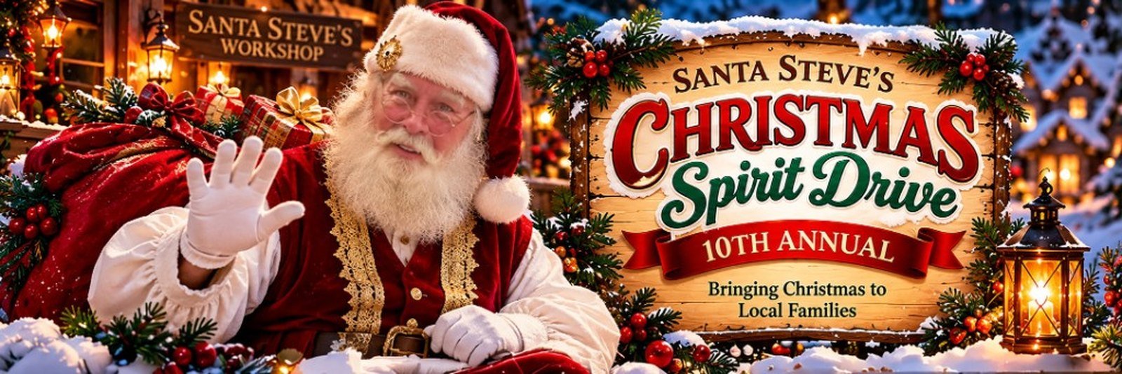 Santa Steve's Christmas Spirit Drive, 10th Annual, bringing Christmas to local families